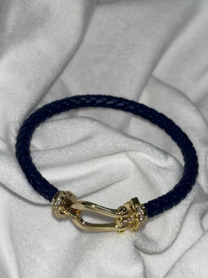 Navy Blue Belt Leather Bracelet