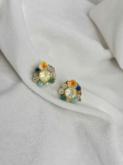 Colourful Premium Earrings Studs - Gold Plated