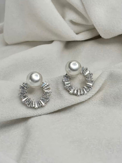 Pearls Earrings Studs - Silver Plated