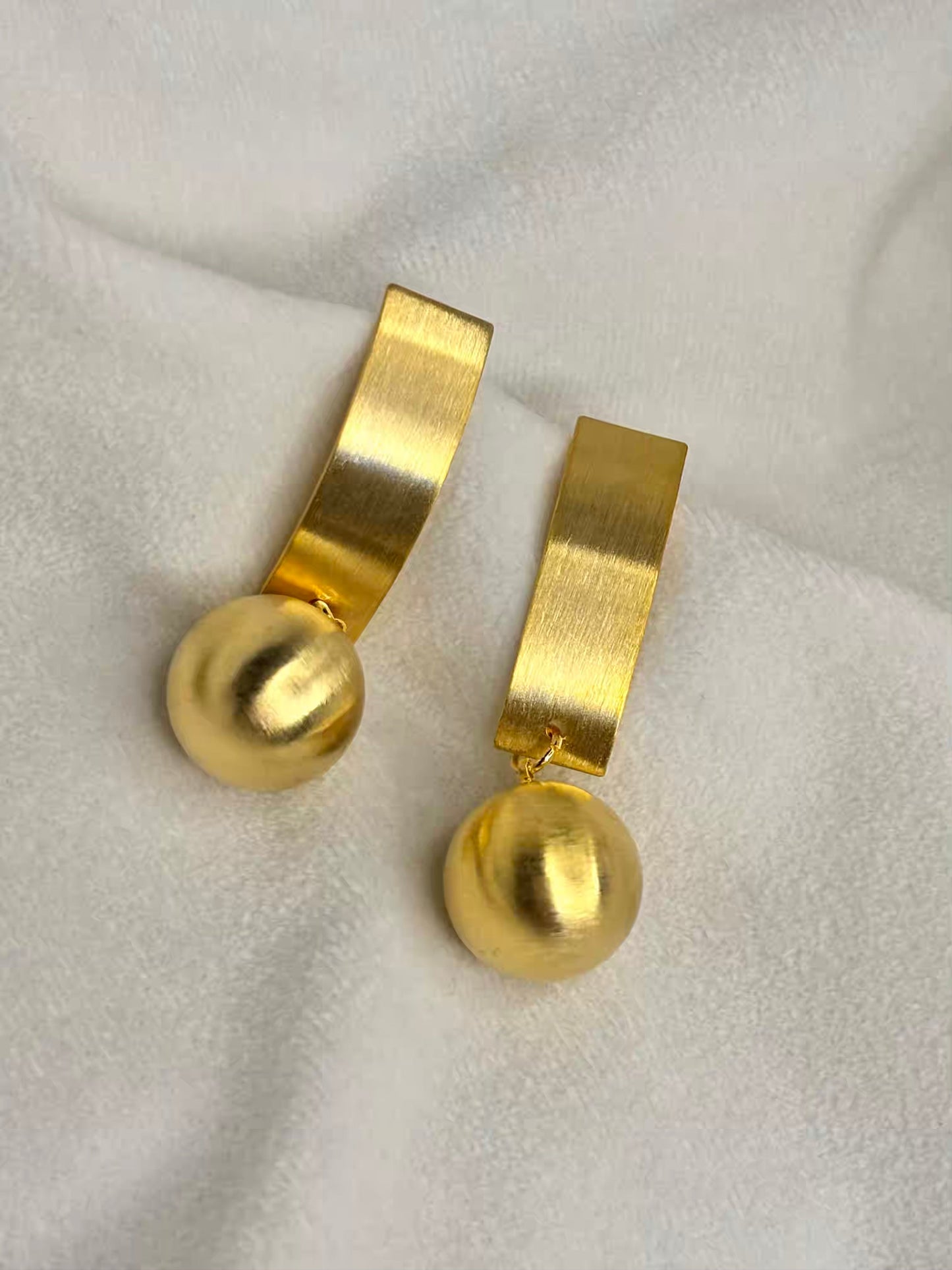 Matte Ball Earrings Studs - Gold Plated