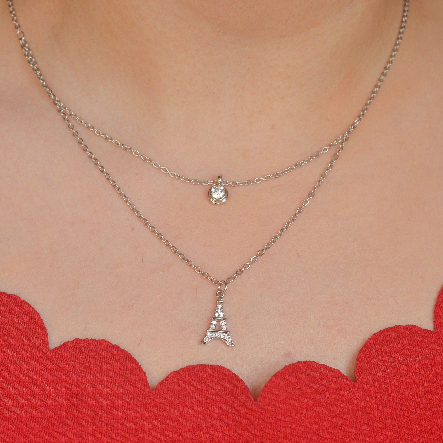 Eiffel Dual Layered Necklace - Silver