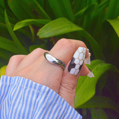 Noir Chunky Wavy Ring - Silver ( Adjustable )