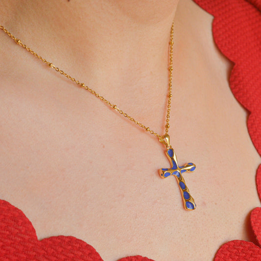 Blue Necklace - Gold