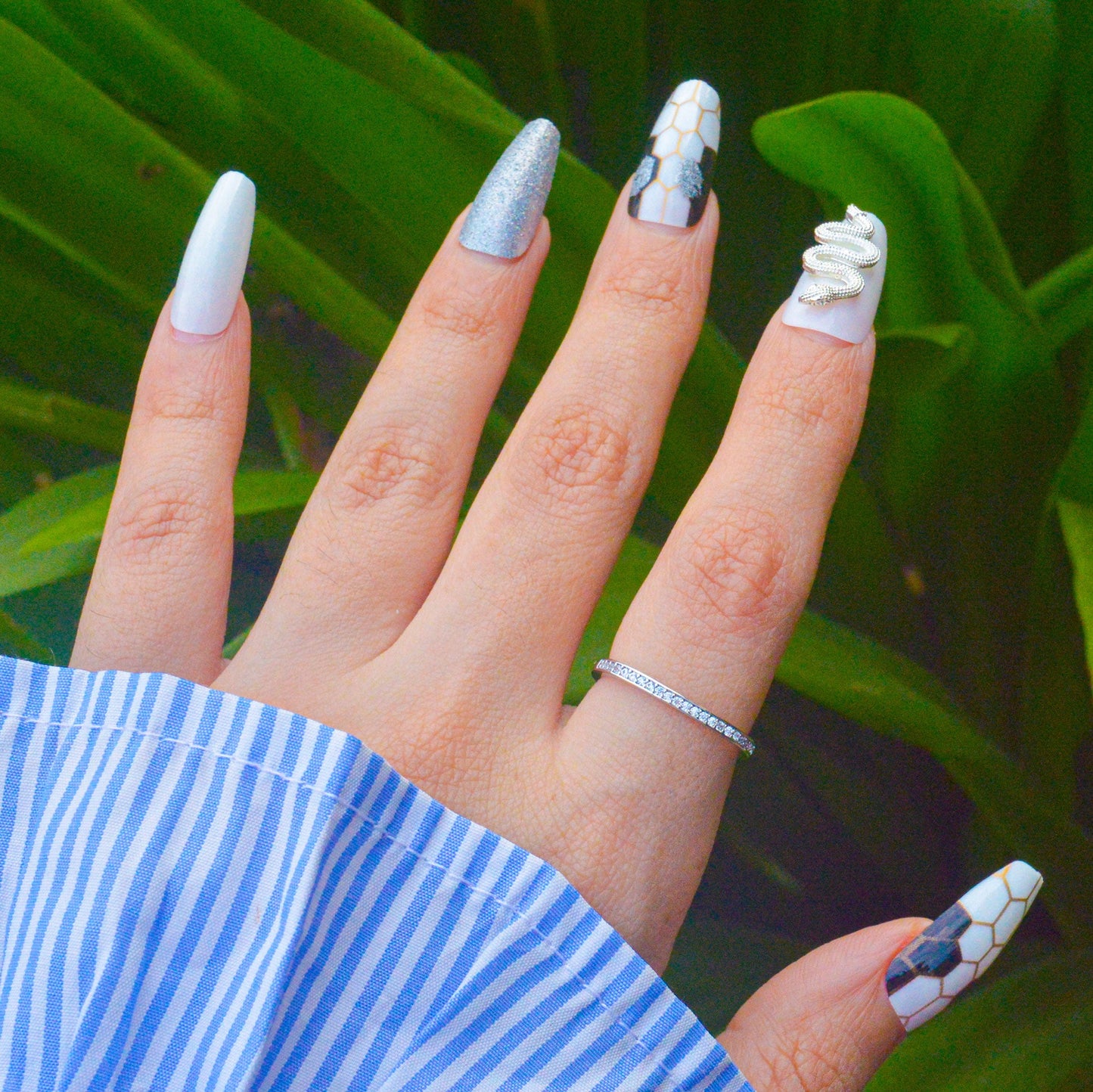 Minimal Studded Square Ring - Silver