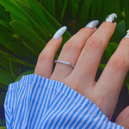 Minimal Studded Square Ring - Silver