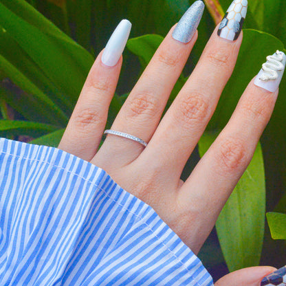 Minimal Studded Square Ring - Silver