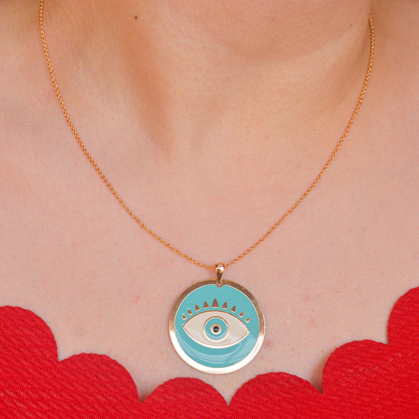 Ocean Evil Eye Necklace - Gold