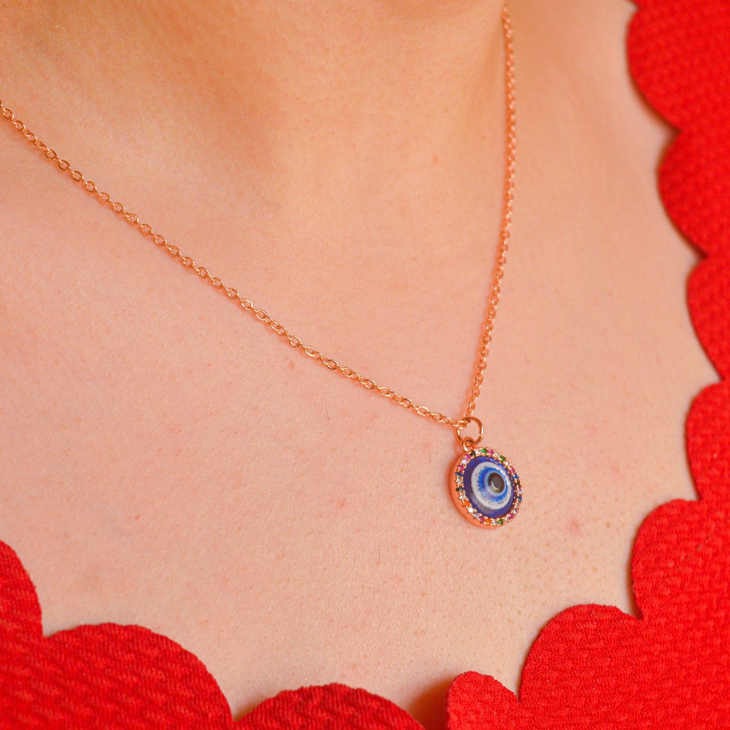 Evil Eye Necklace - Rose Gold