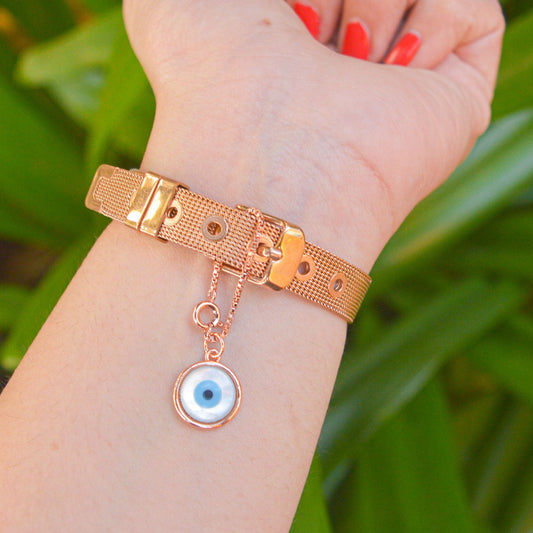 Pure Pearl Rose Gold Evil Eye Watch Charm