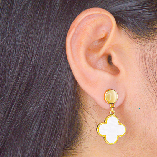 White Clover Earrings - Gold