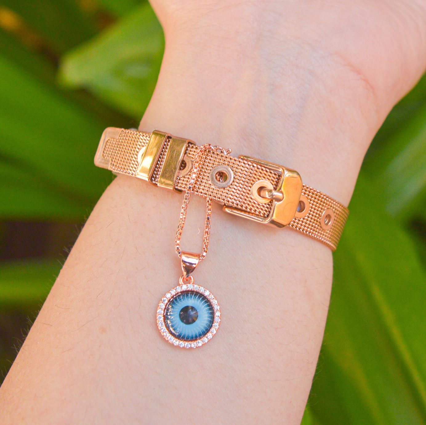 Turquoise Eye Rose Gold Evil Eye Watch Charms