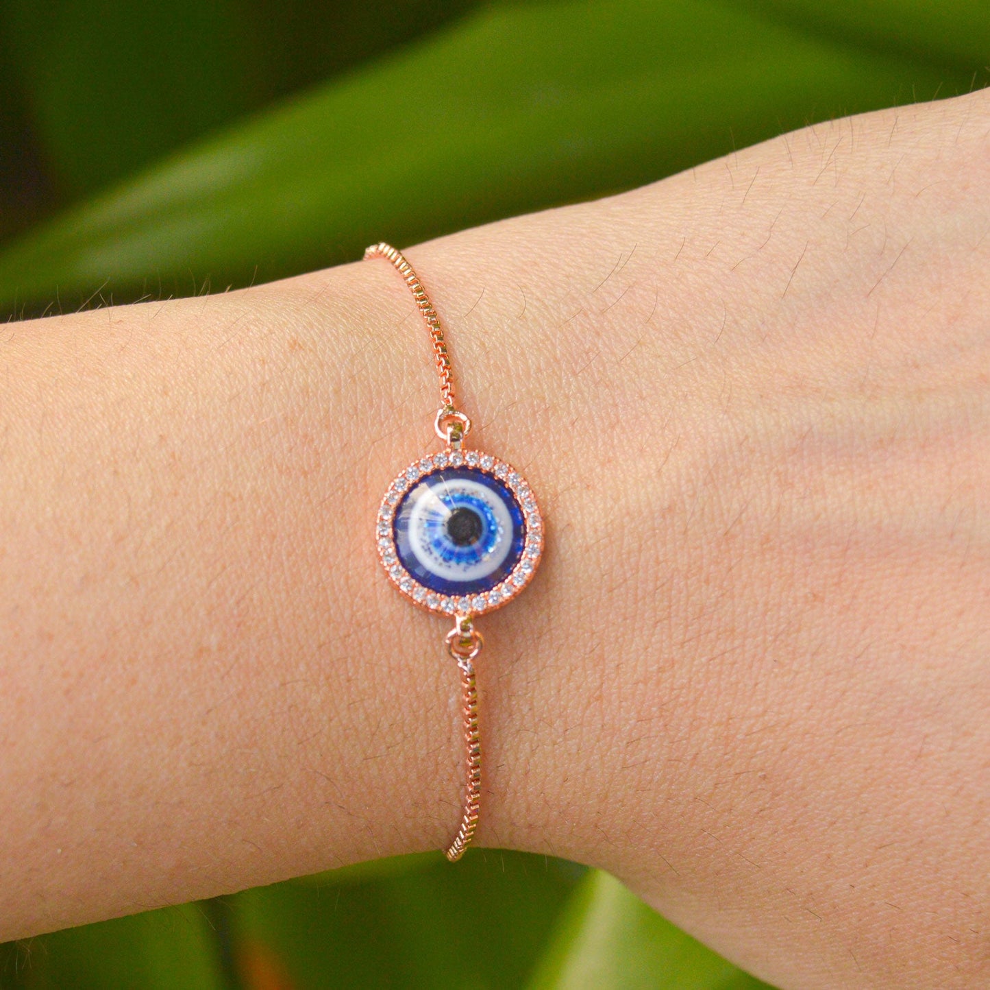 Blue Evil Eye Rose Gold Bracelet