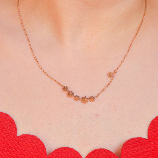 Floral Connected Necklace - Rose Gold