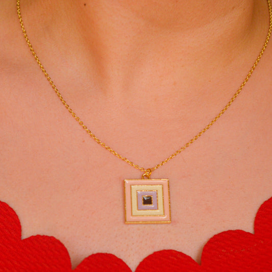 Modern Abstract Square Evil Eye Necklace