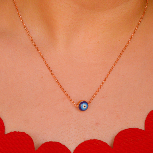 Small Blue Evil Necklace - Rose Gold/ Gold / Silver ( Random Colour )