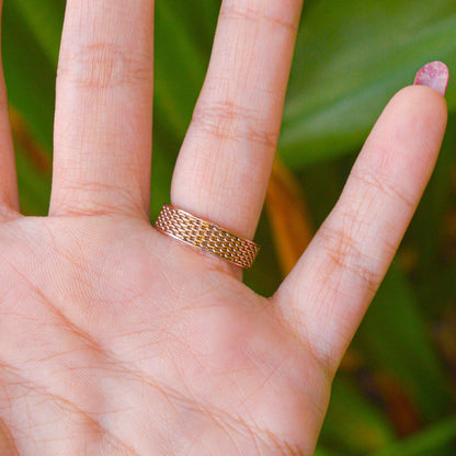 Clover Black Mesh Ring ( Rose Gold )