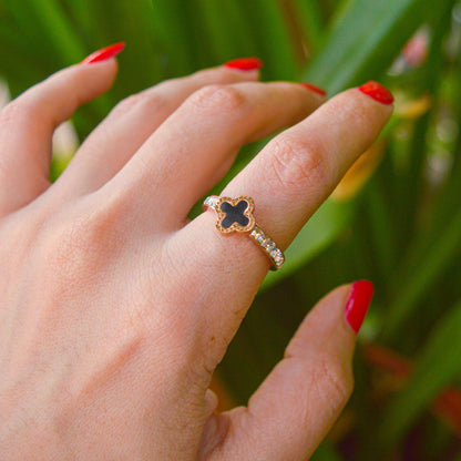 Clover Studded Ring ( Rose Gold )