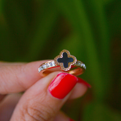 Clover Studded Ring ( Rose Gold )