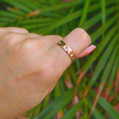 Roman Style Studded Band Ring ( Rose Gold )