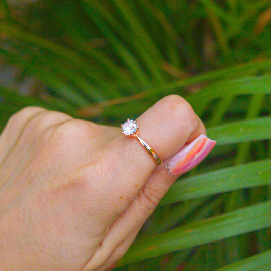 Solitaire Small Stud Ring ( Rose Gold )