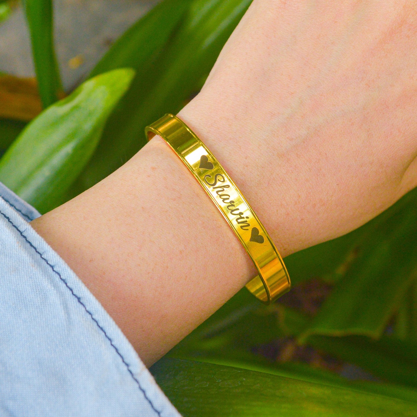 Name Customised Bangle Bracelet - Gold Plated