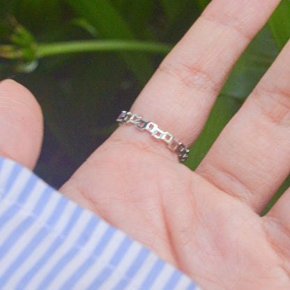 Colourful Edgy Stones Ring - Silver