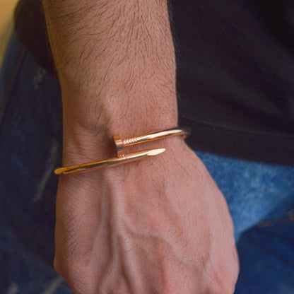 Men Rose Gold Nail Bangle Bracelet 2.8