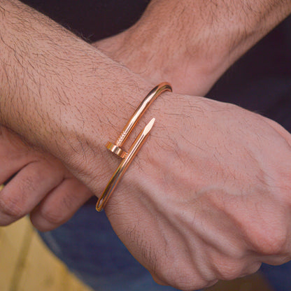 Men Rose Gold Nail Bangle Bracelet 2.8