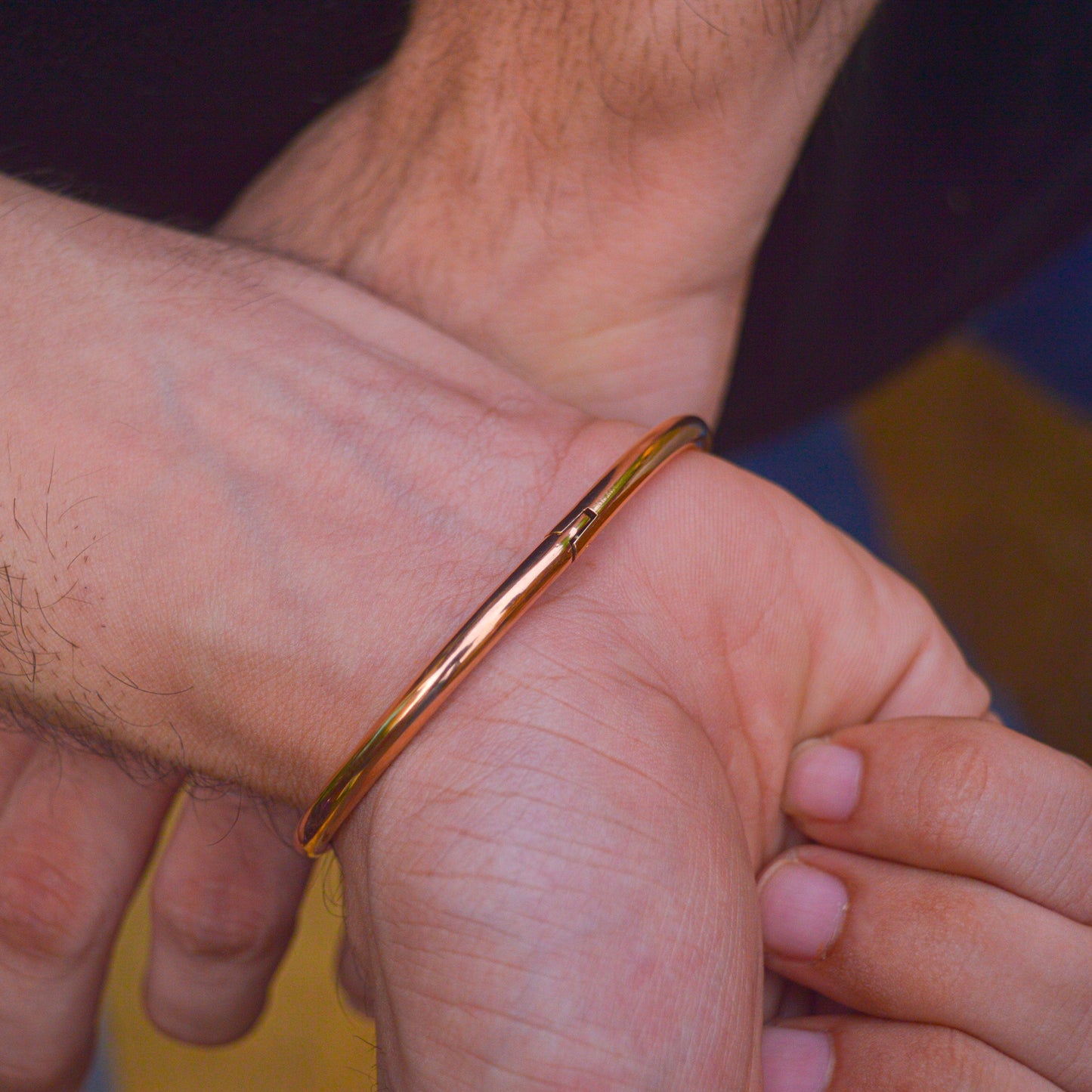 Men Rose Gold Nail Bangle Bracelet 2.8