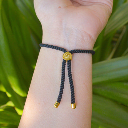 Evil Eye Black Band Bracelet (Gold)