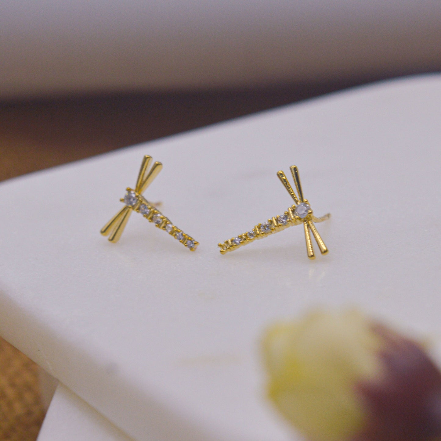 Dragonfly Ear Studs Earrings (Gold)