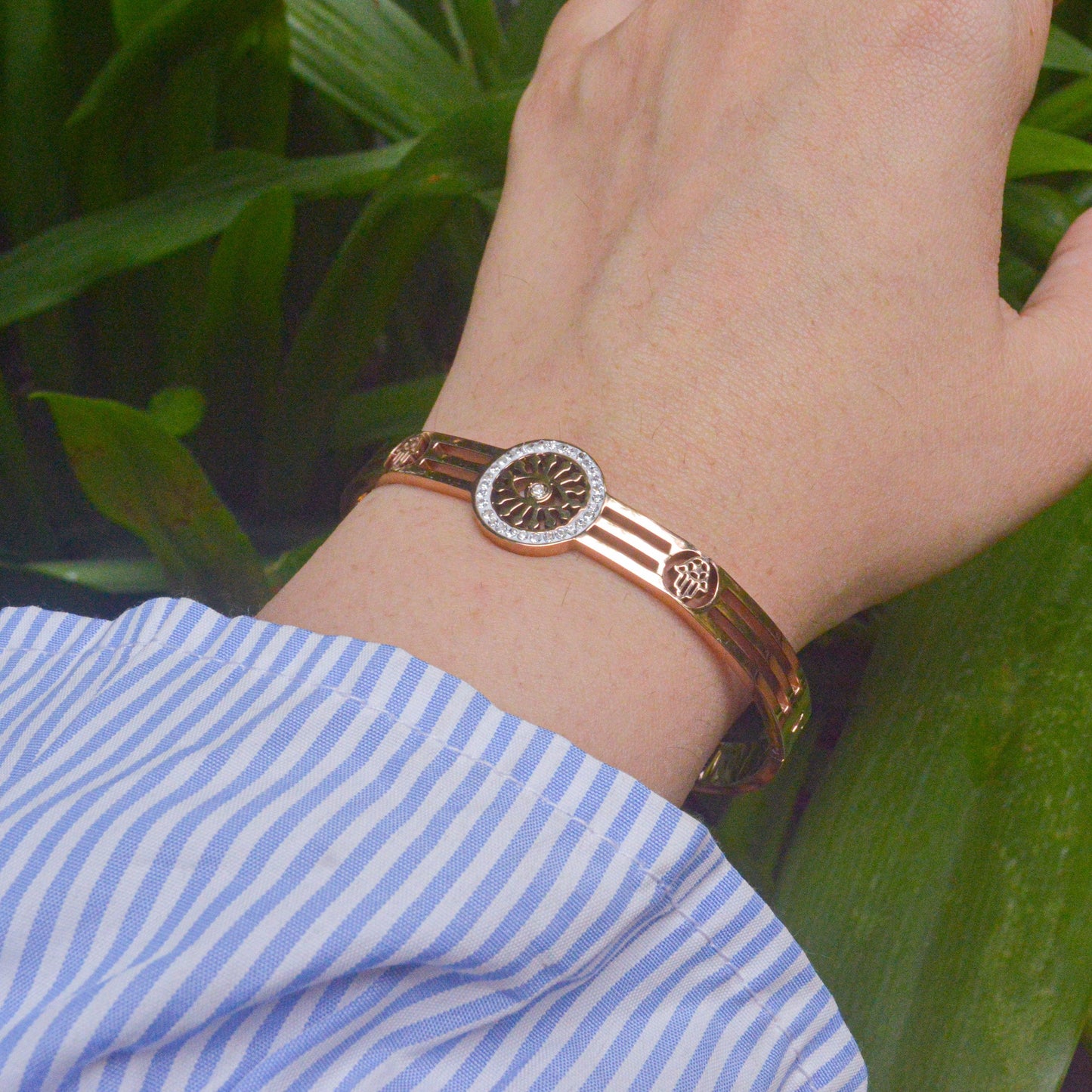 Designer Evil Eye Bracelet Bangle - Rose Gold