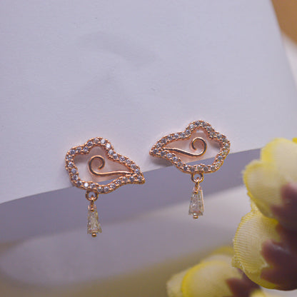 Dreamy Clouds Spiral Earrings Ear Studs - Rose Gold