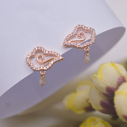 Dreamy Clouds Spiral Earrings Ear Studs - Rose Gold