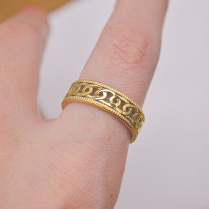 Rope Style Couple Band / Men Promise Ring - Gold