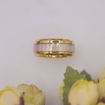 White Shiny Bark Ring Band