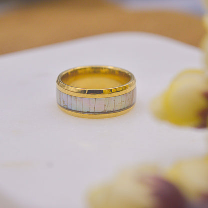 White Shiny Bark Ring Band