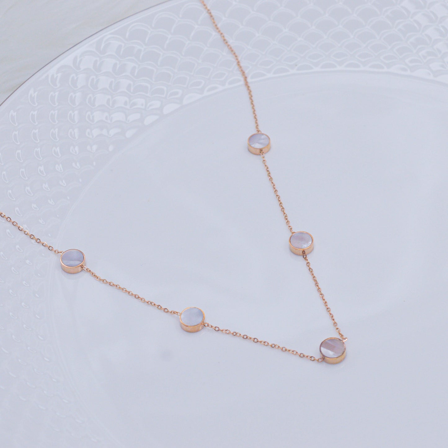 Mother of Pearl Reversible Necklace ( Rose Gold )