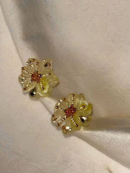 Lemon Floral Studs Earrings Studs - Gold Plated