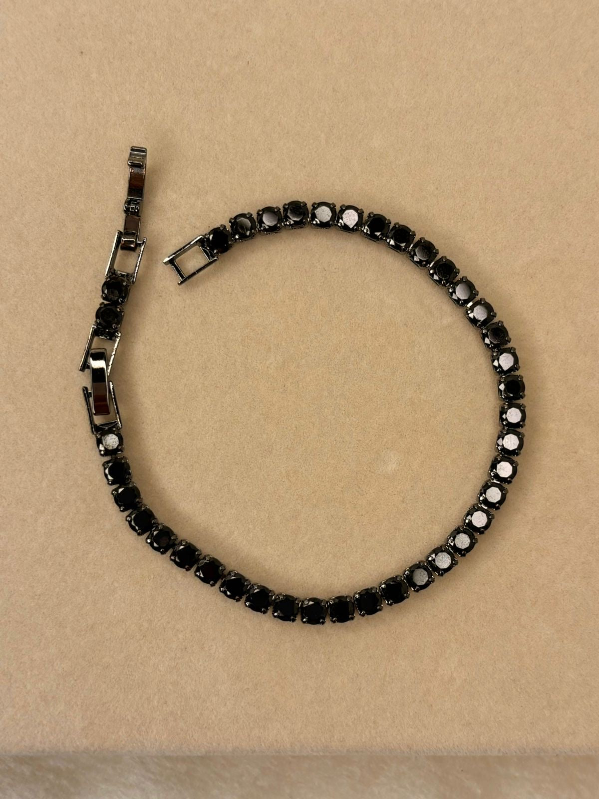 Black Solitaire Diamonds Tennis Bracelet - Silver ( Unisex )