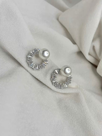 Pearls Earrings Studs - Silver Plated