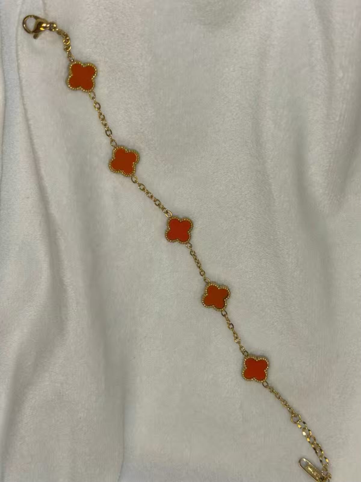 Bright Orange 5 Clover Bracelet Adjustable (2.8 Size)