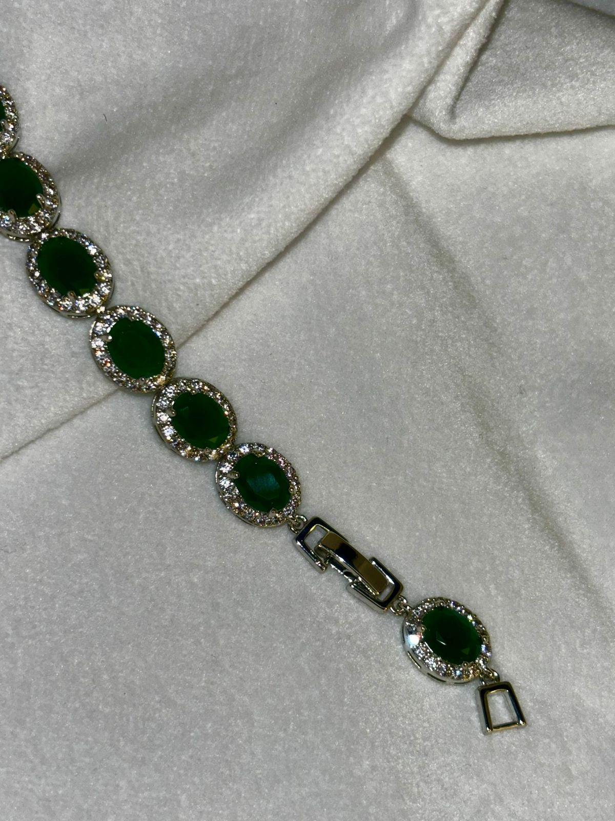 Green Emerald Oval Tennis Bracelet with Loaded Diamond (2.8 Size ) ( Select from Options)