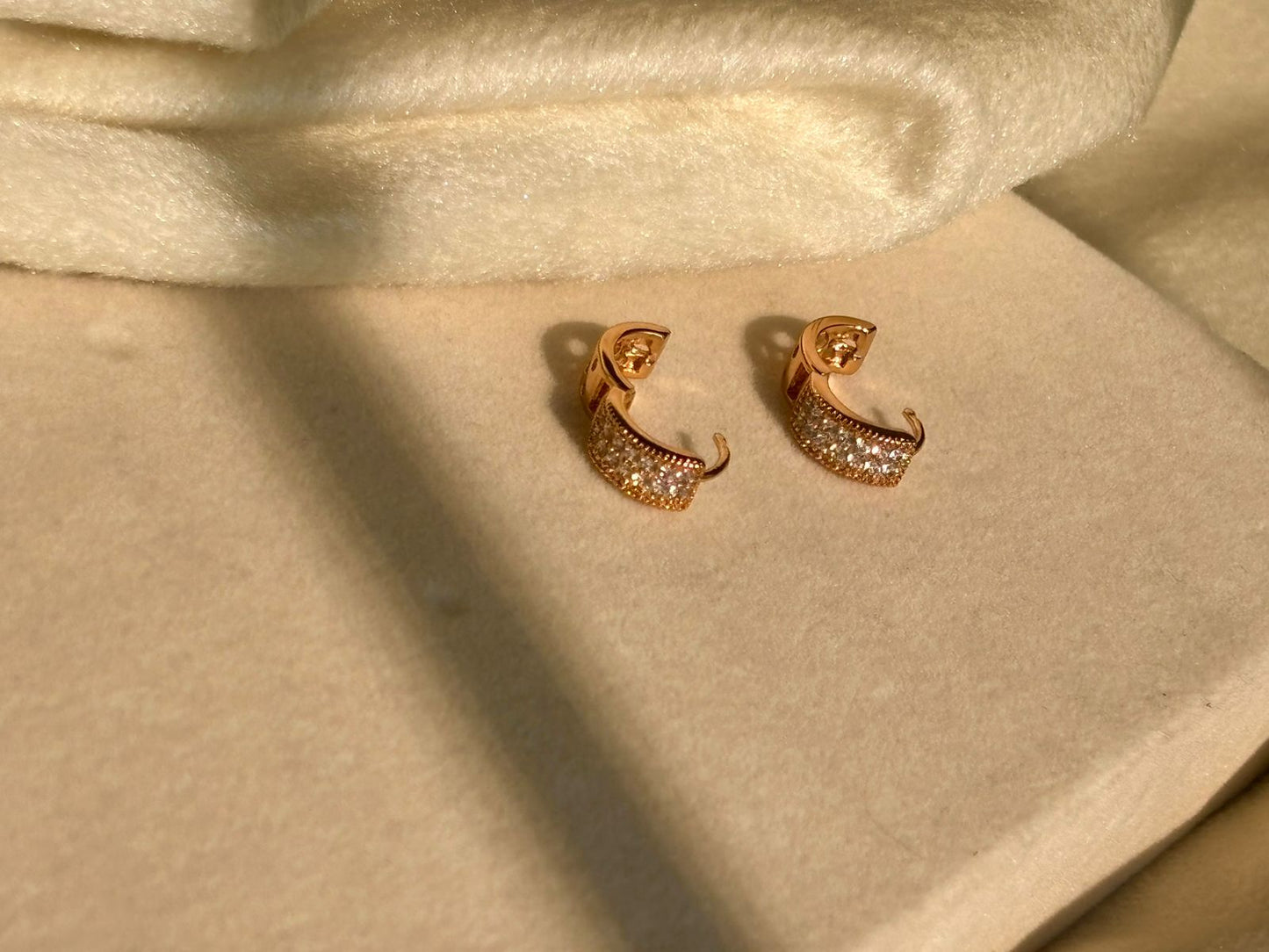 Diamond Studded Bali Earrings - Gold Plated