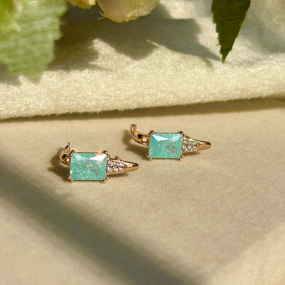 Sky Blue Studs Earrings - Gold Plated