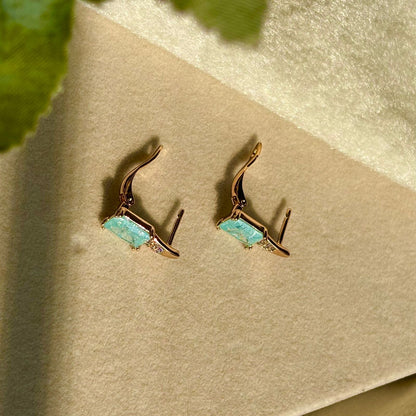 Sky Blue Studs Earrings - Gold Plated