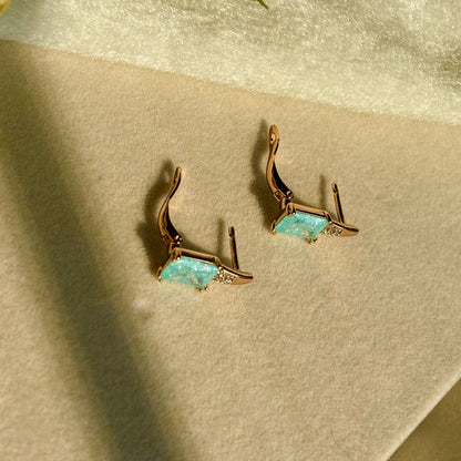 Sky Blue Studs Earrings - Gold Plated