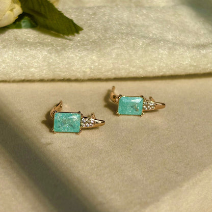 Sky Blue Studs Earrings - Gold Plated