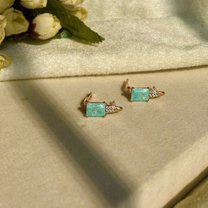 Sky Blue Studs Earrings - Gold Plated