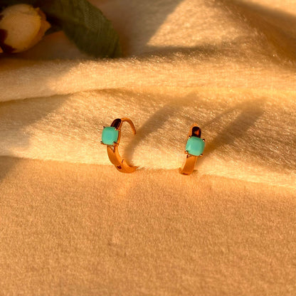 Sky Blue Tiny Bali Earrings - Gold Plated